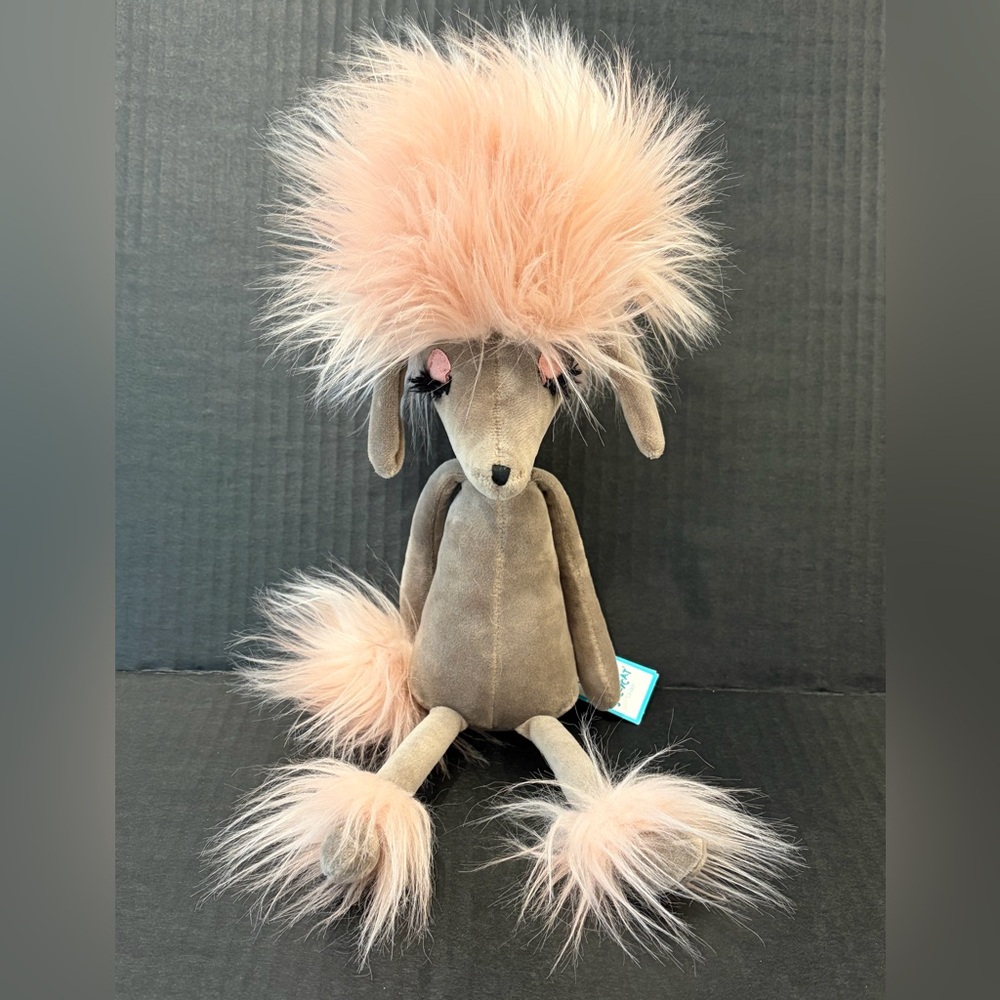 Jellycat Taupe grayish “ Penelope Poodle” with Blush Pink Fur